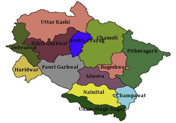 Uttarakhand tourist map